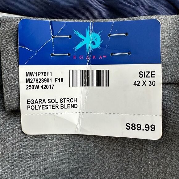 NEW Egara Men’s Gray Dress Pants 42x30 Suit Separates Stretch Slim Fit Slacks - Picture 10 of 13